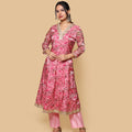 Kellpar  Pink Floral Kali Kurti with Pant