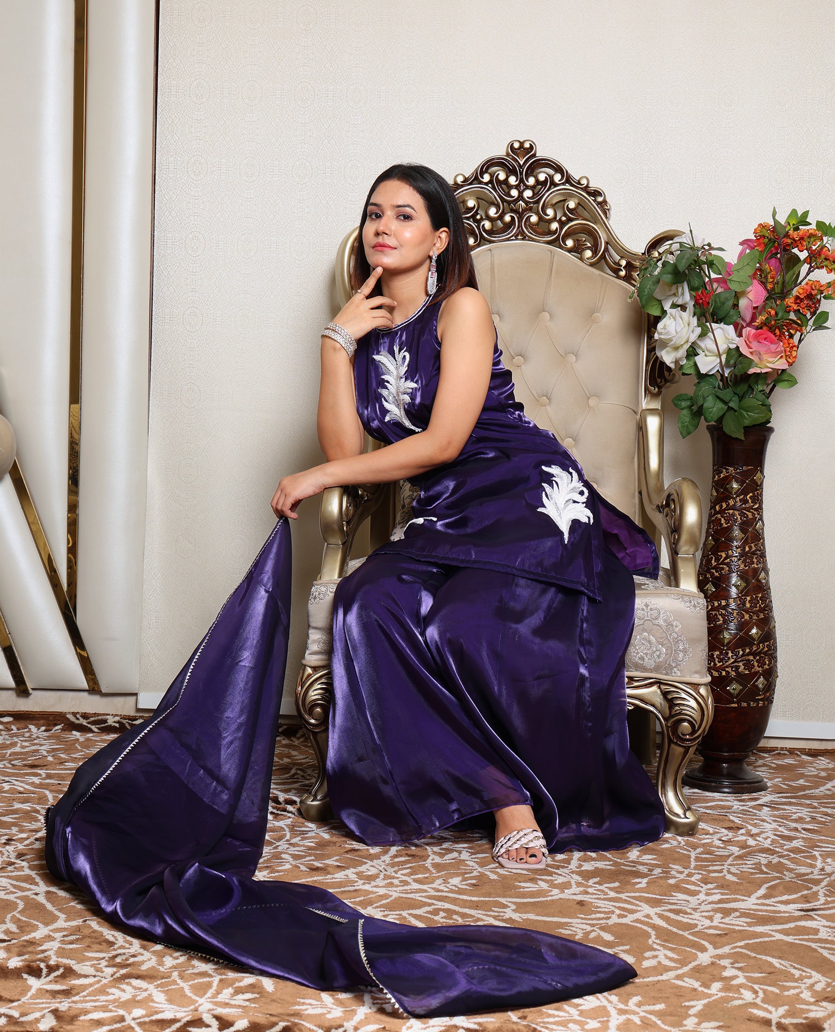 Kellpar Stunning Purple Patch Sharara Suit with Dupatta