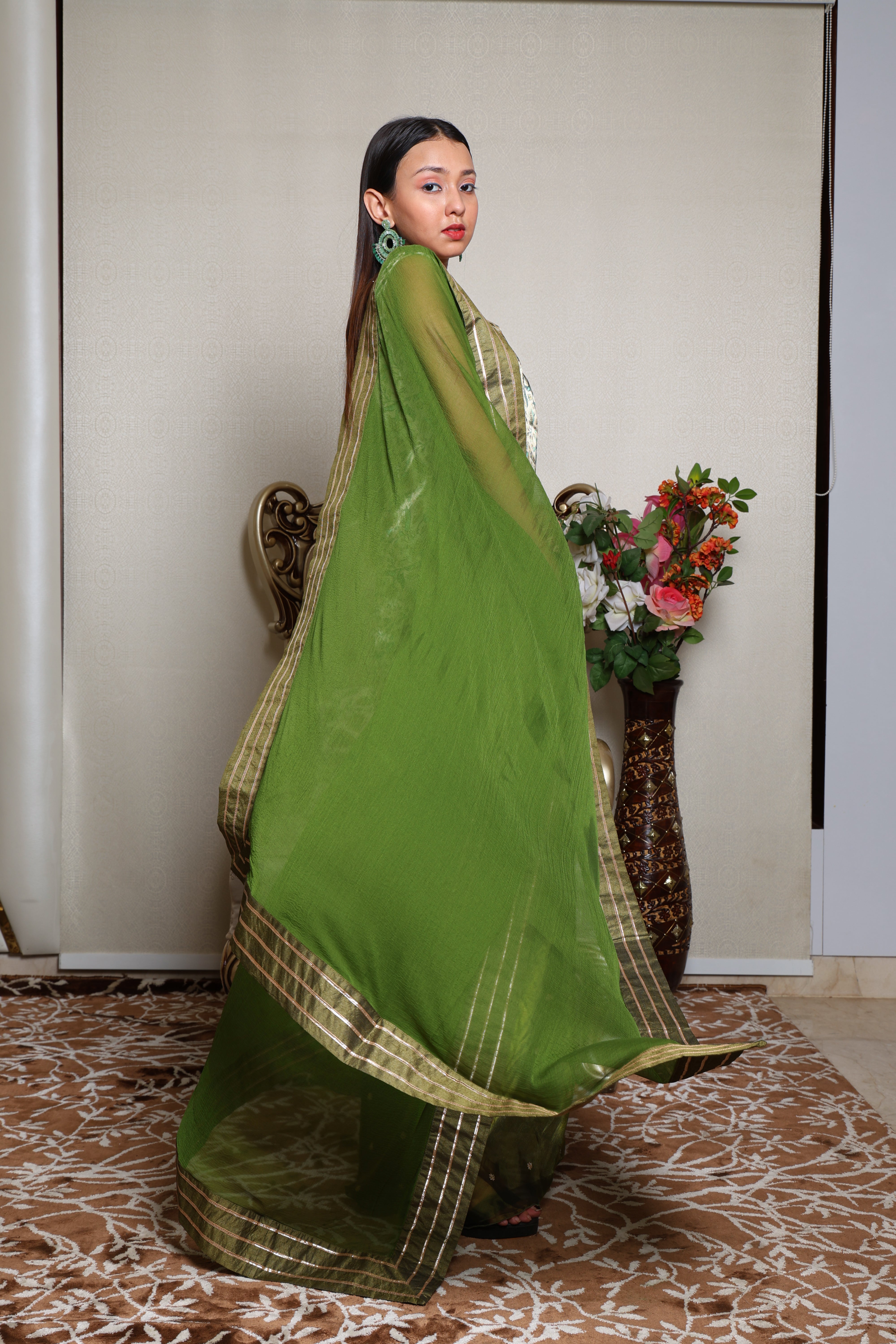 Kellpar Stunning Green Sharara Set with Dupatta