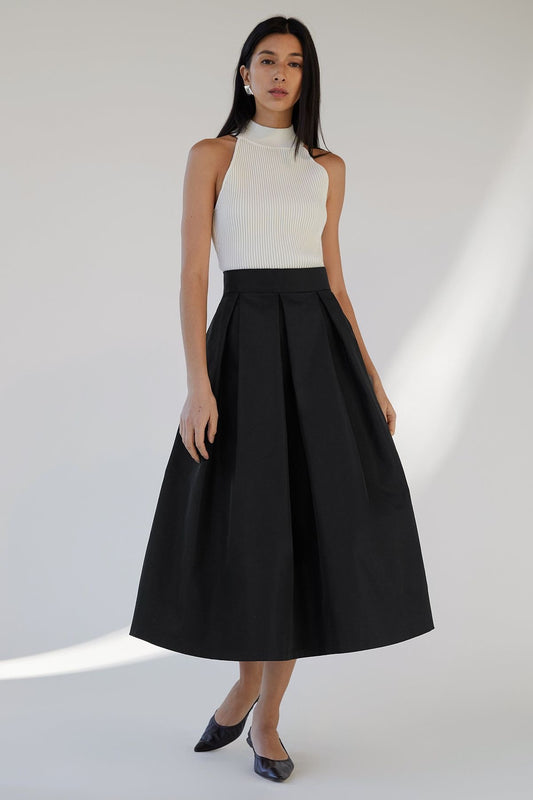 Black BOX PLEAT SKIRT