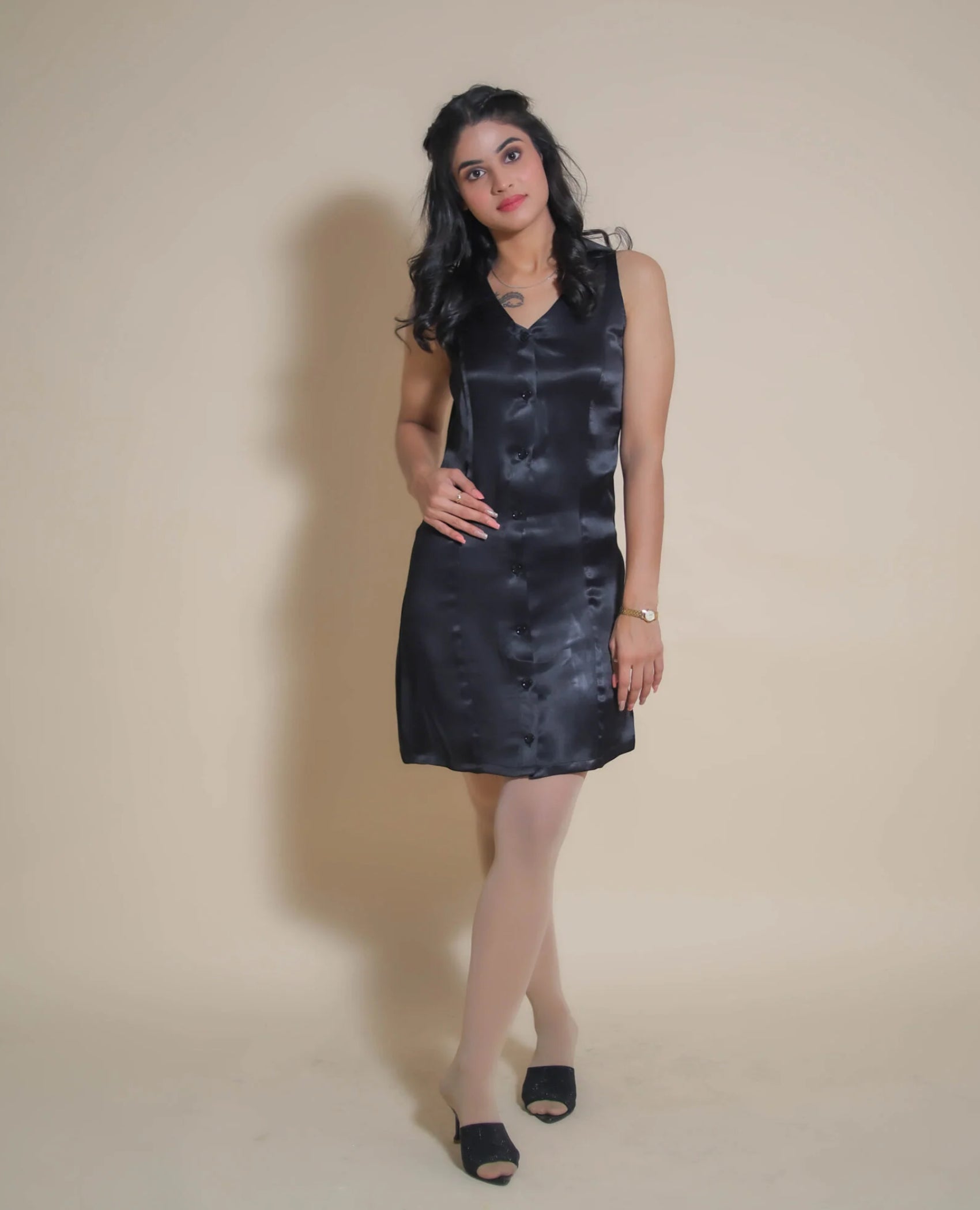 KELLPAR COLLAR SATIN DRESS