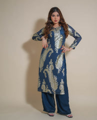 Kellpar Foil Print Long Kurti with Trouser