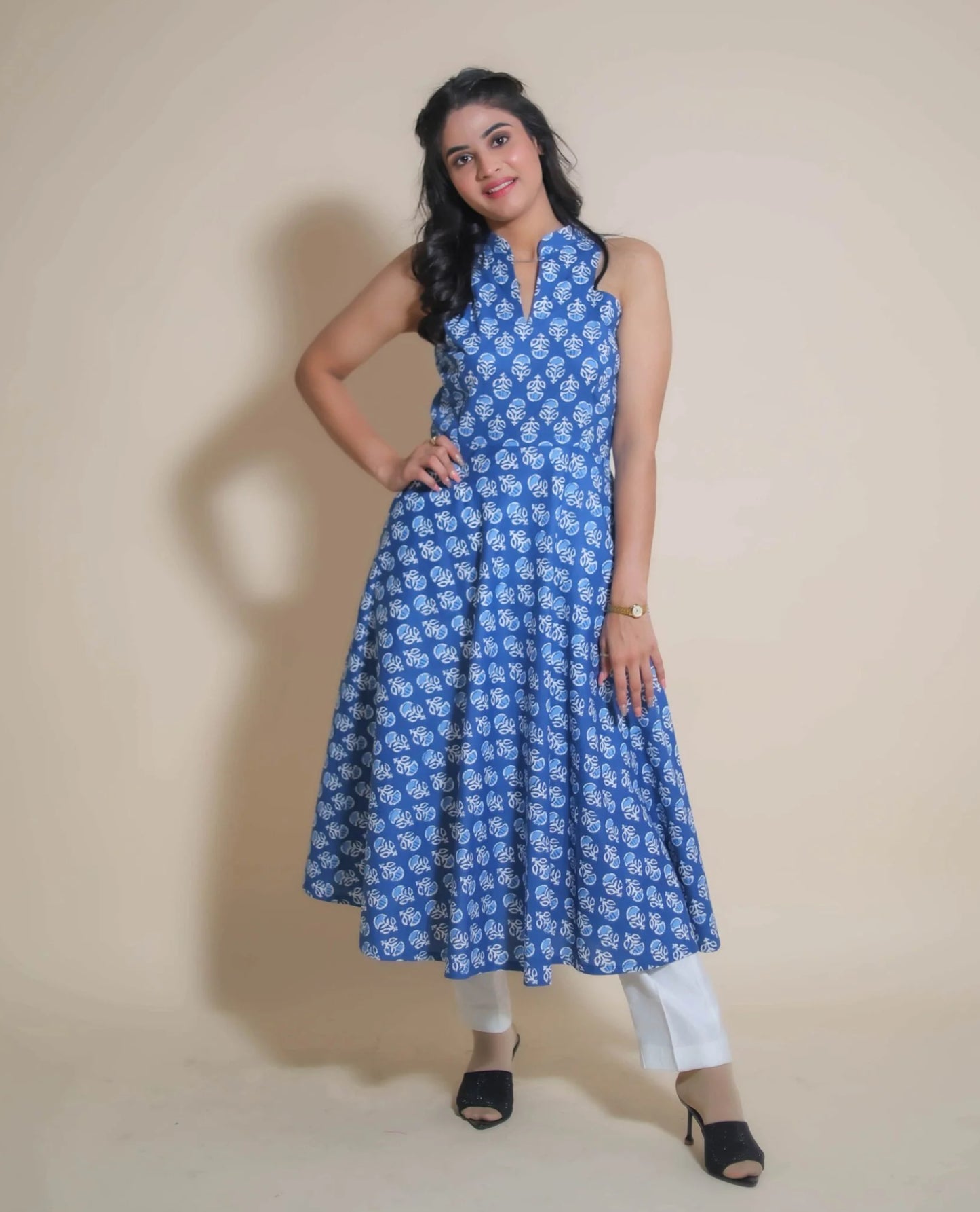 KELLPAR COTTON FLARED KURTI WITH PANT