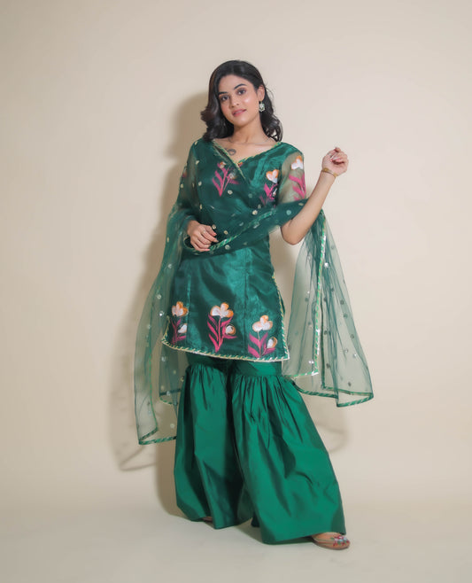 KELLPAR FLORAL SHARARA SET WITH DUPATTA