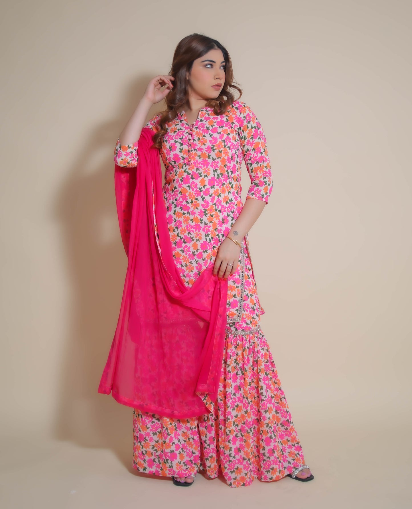 KELLPAR THREE PIECE SHARARA SET