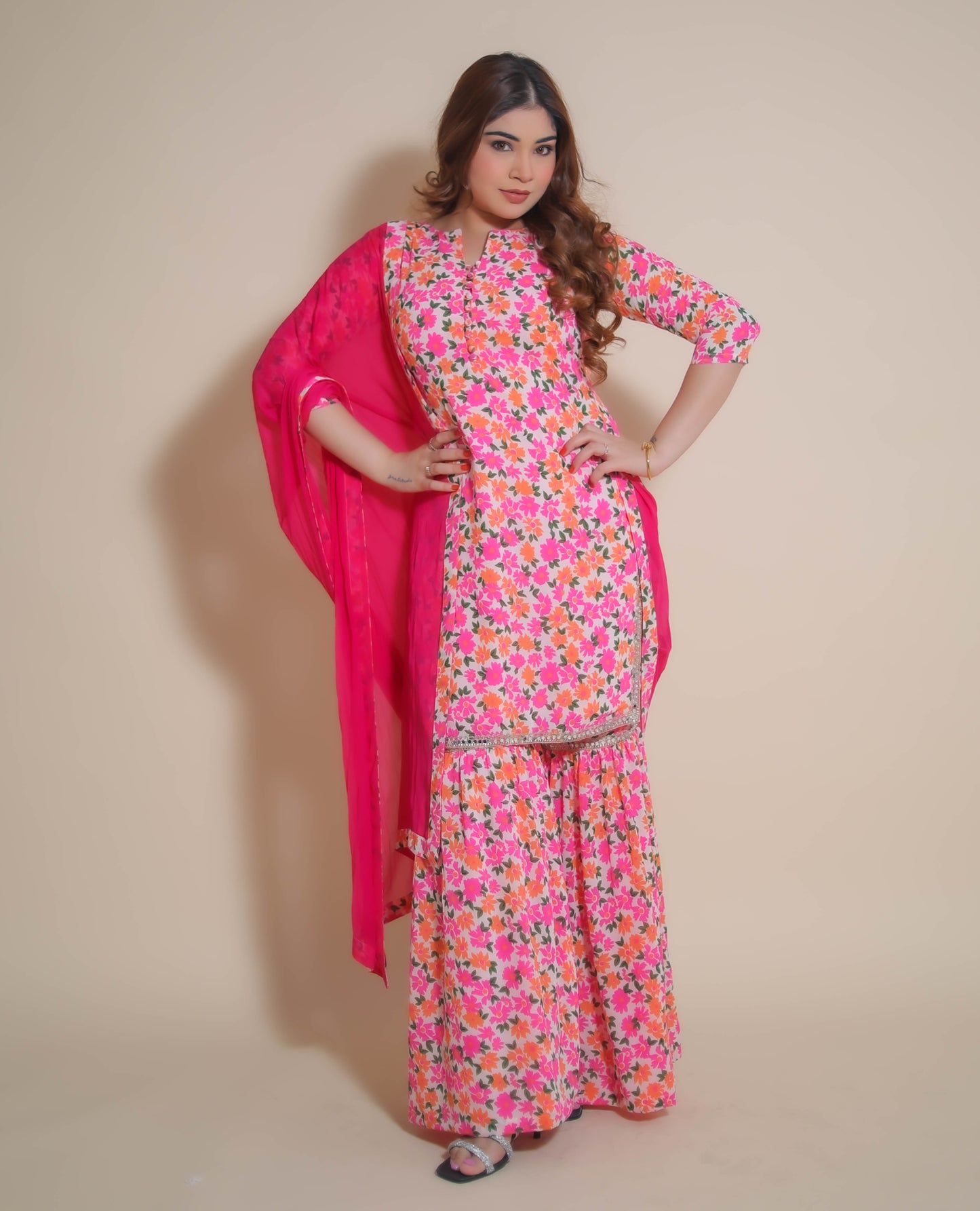 KELLPAR THREE PIECE SHARARA SET