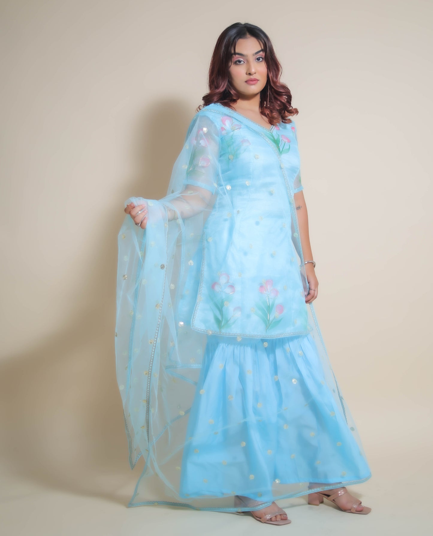 KELLPAR  THREE PIECE SHARARA SET