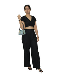 KELLPAR  CROP TOP WITH TROUSER BLACK