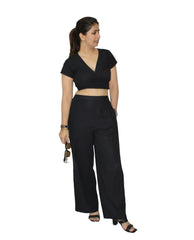 KELLPAR  CROP TOP WITH TROUSER BLACK