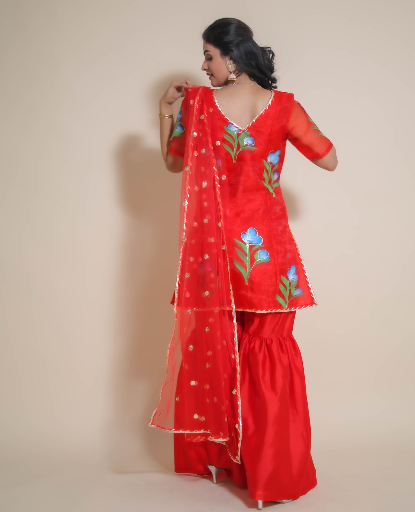 KELLPAR  Red Sharara Set with Dupatta