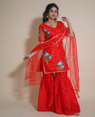 KELLPAR  Red Sharara Set with Dupatta