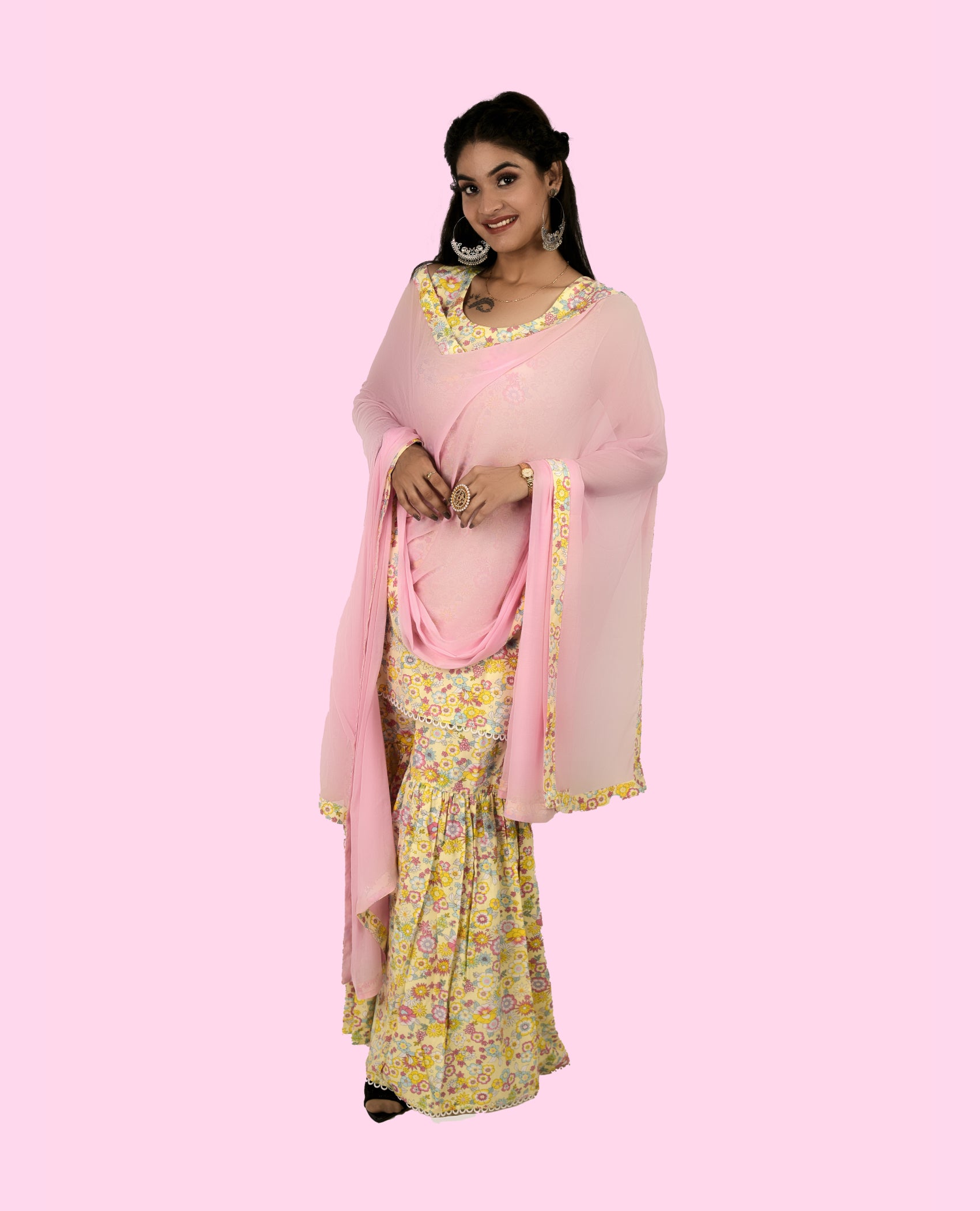 KELLPAR  THREE PIECE SHARARA SET