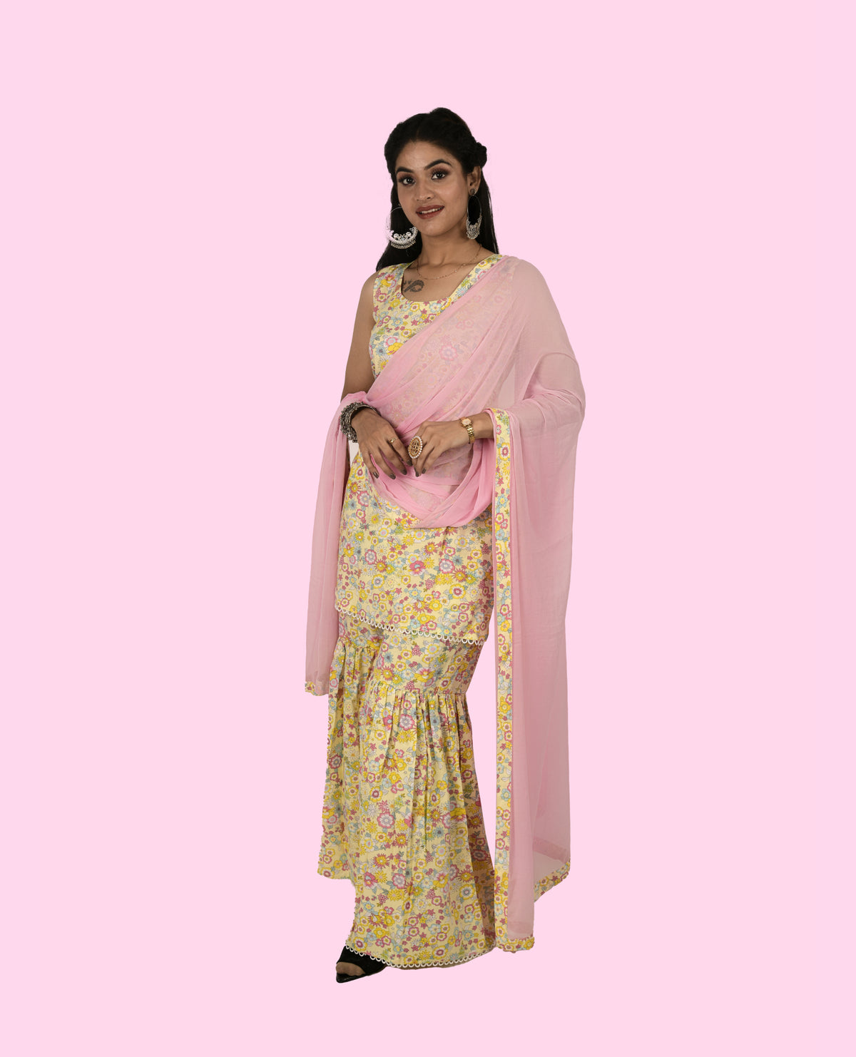 KELLPAR  THREE PIECE SHARARA SET